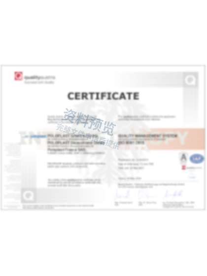 POLOPLAST ISO 9001 质量管理体系证书缩略图